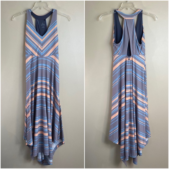 PrAna Saxon Athletic Dress in Red Clay Stripe Crossover - Picture 6 of 16